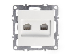 Компьютерная розетка двойная RJ45+ RJ45 в рамку, cat.5e, неэкранированная, пластик, IP20, (в 2-3-4 постовых рамках порты расположены вертикально) цвет белый NETKO Optima Electric