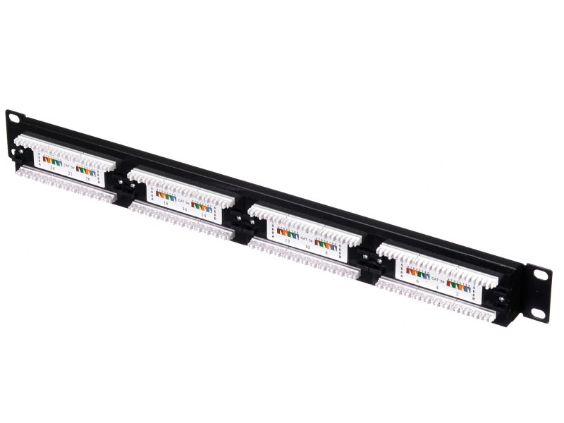 Патч-панель UTP, 19, 24 порта RJ45, cat.5е, 1U, 110 Type, L