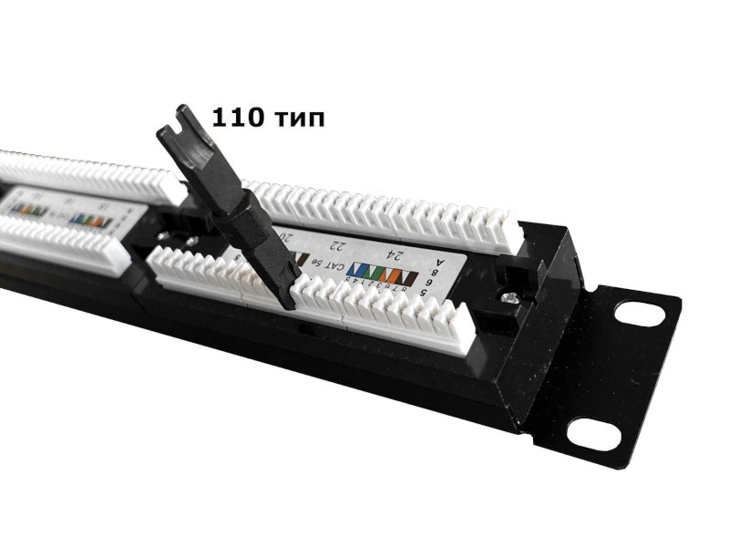 Патч-панель UTP, 19, 24 порта RJ45, cat.5е, 1U, Dual type, NETKO Optima