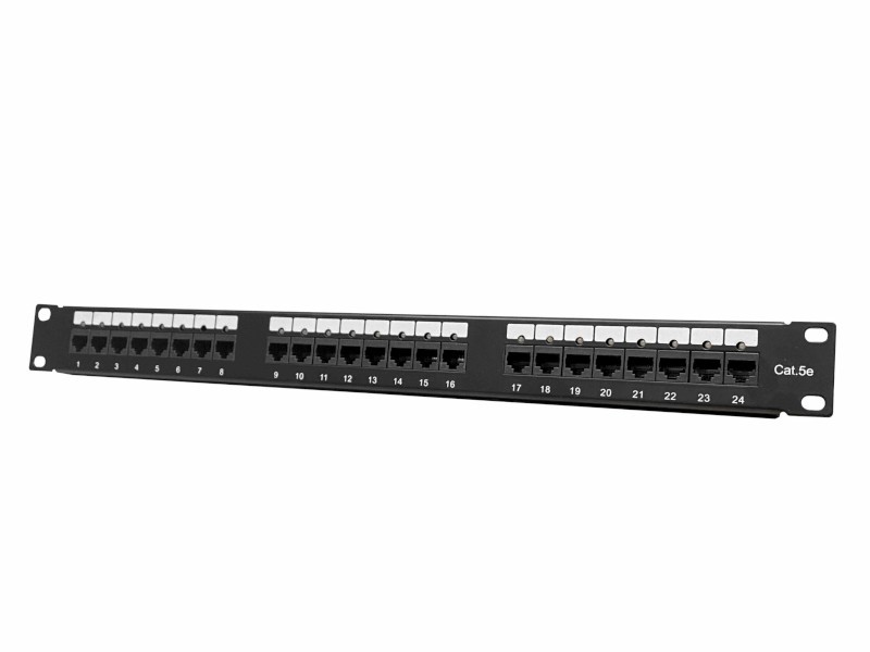Патч-панель UTP, 19, 24 порта RJ45, cat.5e, 1U, Dual Type с индикацией портов