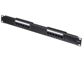 Патч-панель UTP, 19, 12 портов RJ45, cat.5е, 1U, 110 Type, черная L