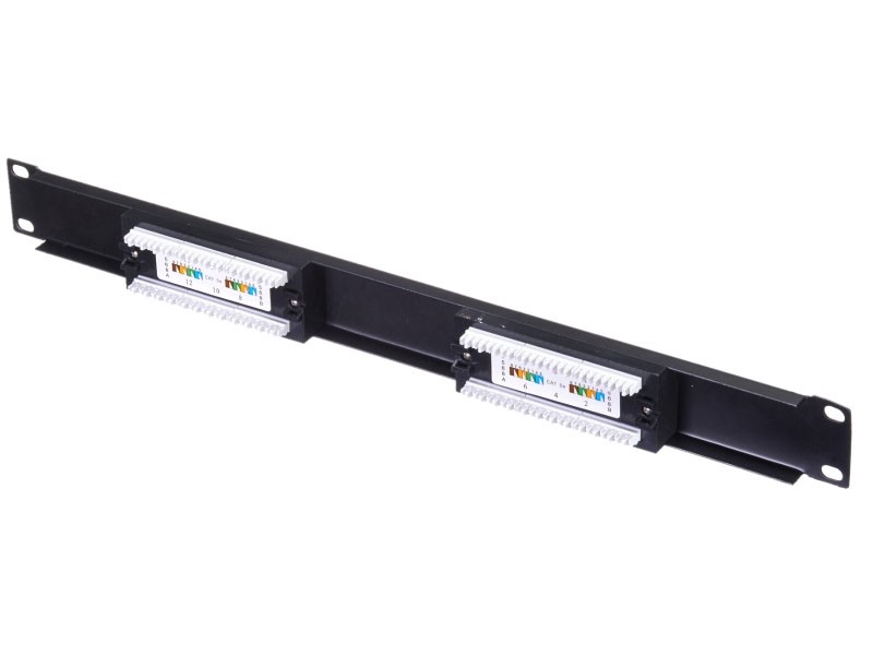 Патч-панель UTP, 19, 12 портов RJ45, cat.5е, 1U, 110 Type, черная L