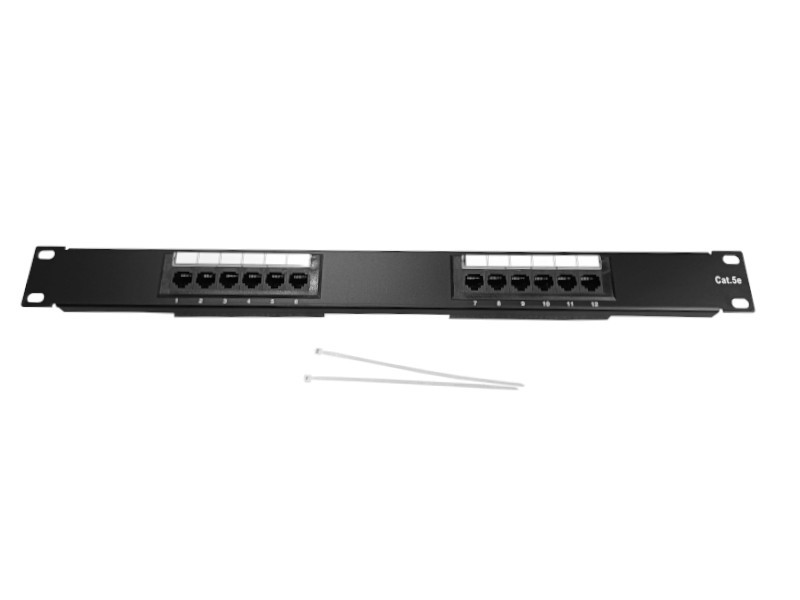 Патч-панель UTP, 19, 12 портов RJ45, cat.5е, 1U, 110 Type, черная L