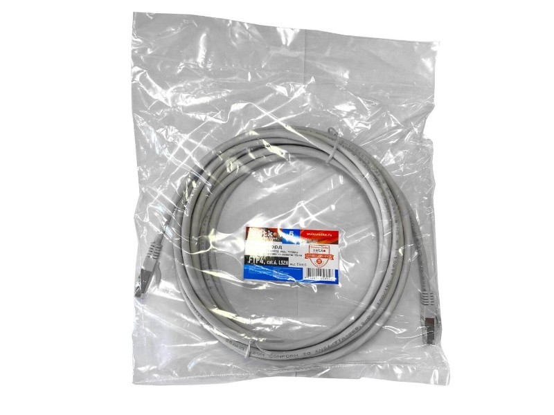 Патч-корд FTP4 cat.6, 5.0м, литой коннектор, серый, LSZH, NETKO Expert CKC