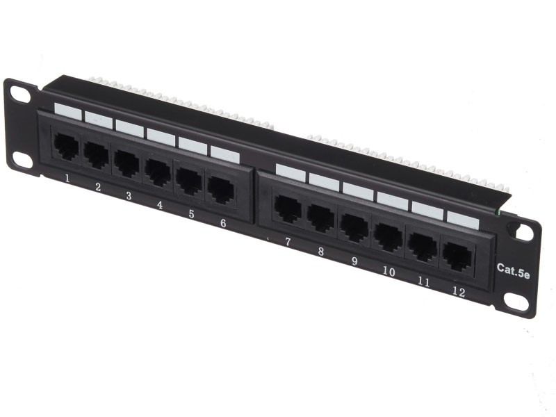Патч-панель UTP, 10, 12 портов RJ45, cat.5е, 1U, 110 Type, L