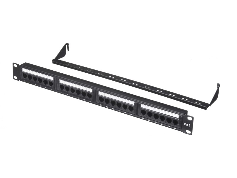 Патч-панель UTP, 19, 24 порта RJ45, cat.6, 1U, Dual Type, с органайзером, L