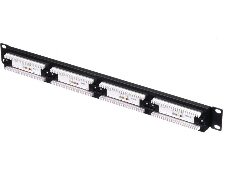 Патч-панель UTP, 19, 24 порта RJ45, cat.6, 1U, Dual Type, с органайзером, L