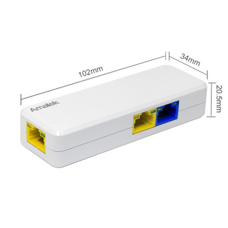 AN-PE12 - PoE удлинитель Ethernet на 2 выхода, 100 Мбит/с