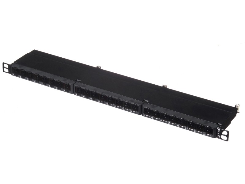 Патч-панель FTP, 19, 24 порта RJ45, cat.6а, 0,5U, Dual Type IDC, NETKO Expert СКС