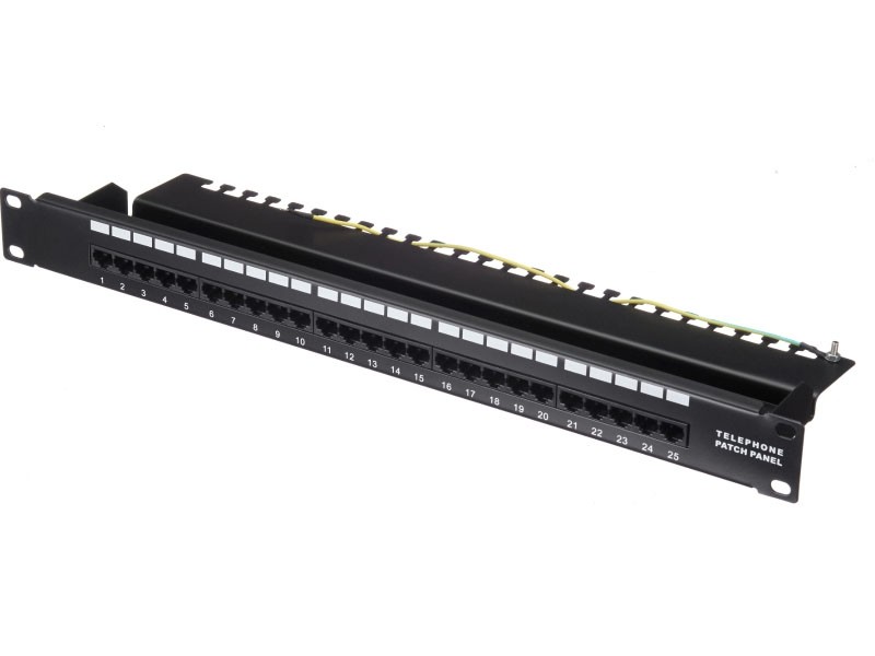 Патч-панель телефонная UTP, 19, 25 портов RJ45, cat.3, 1U, Krone Type, L