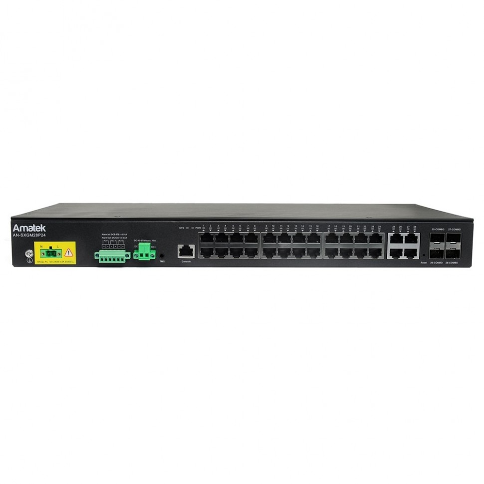 AN-SXGM28P24 - промышленный 28-портовый управляемый L2+ гигабитный коммутатор с HiPoE до 450Вт