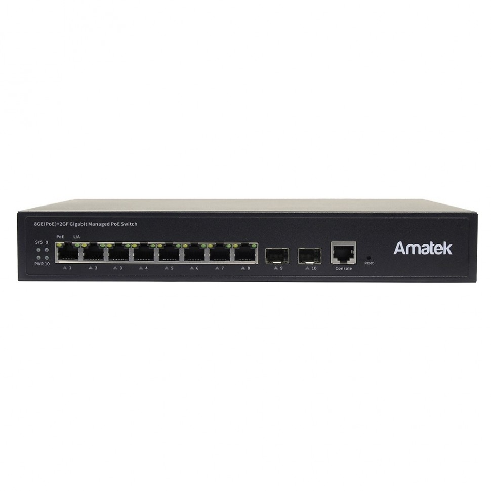 AN-SGM10P8A - 10-портовый гигабитный управляемый L2+ коммутатор с PoE до 120Вт