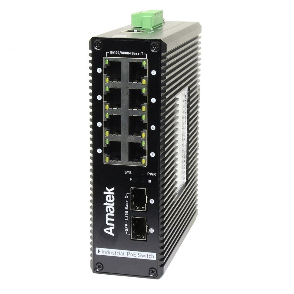 AN-SXGM10P8A - промышленный 10-портовый управляемый гигабитный L2+ коммутатор с PoE до 240Вт