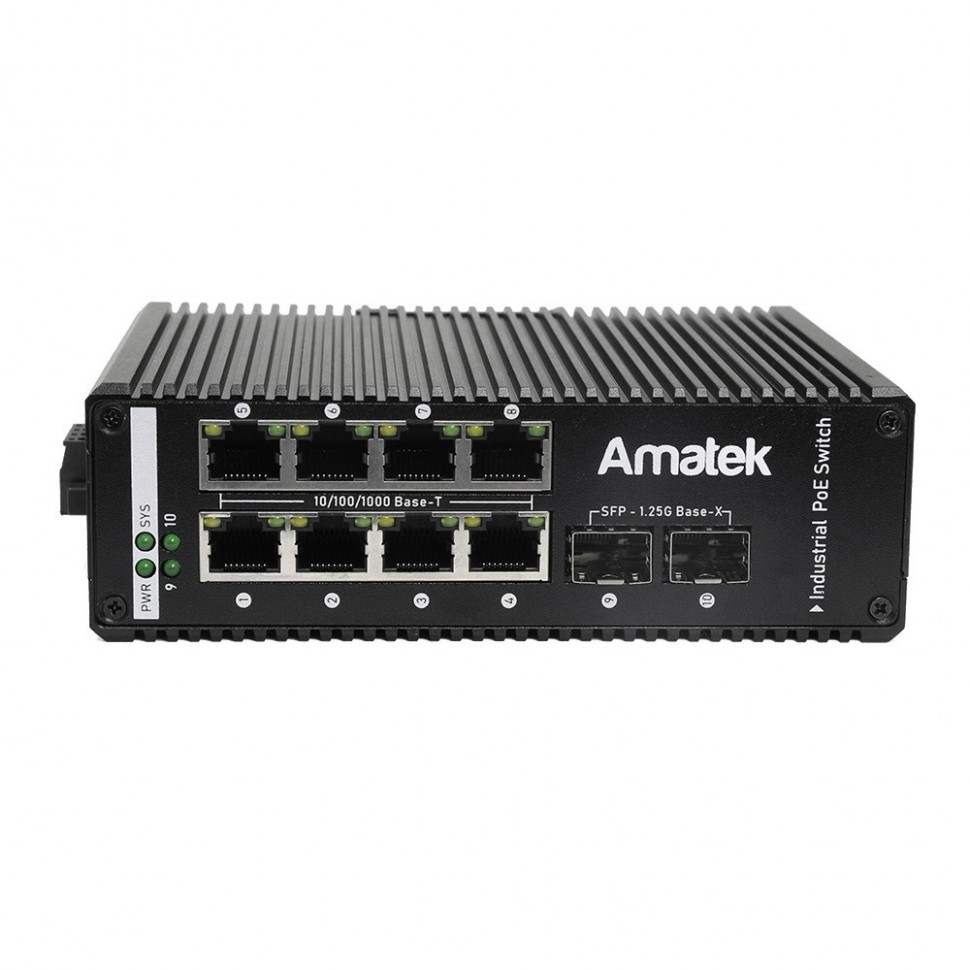 AN-SXGM10P8A - промышленный 10-портовый управляемый гигабитный L2+ коммутатор с PoE до 240Вт