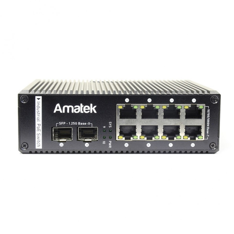 AN-SXGM10P8B - промышленный 10-портовый управляемый гигабитный L2+ коммутатор с HiPoE до 480Вт