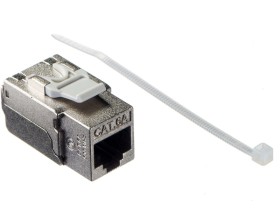 Модуль Keystone экранированный, RJ45, cat.6А, 90°, 110 тип, под инструмент, KE, металлик, NETKO Expert CKC