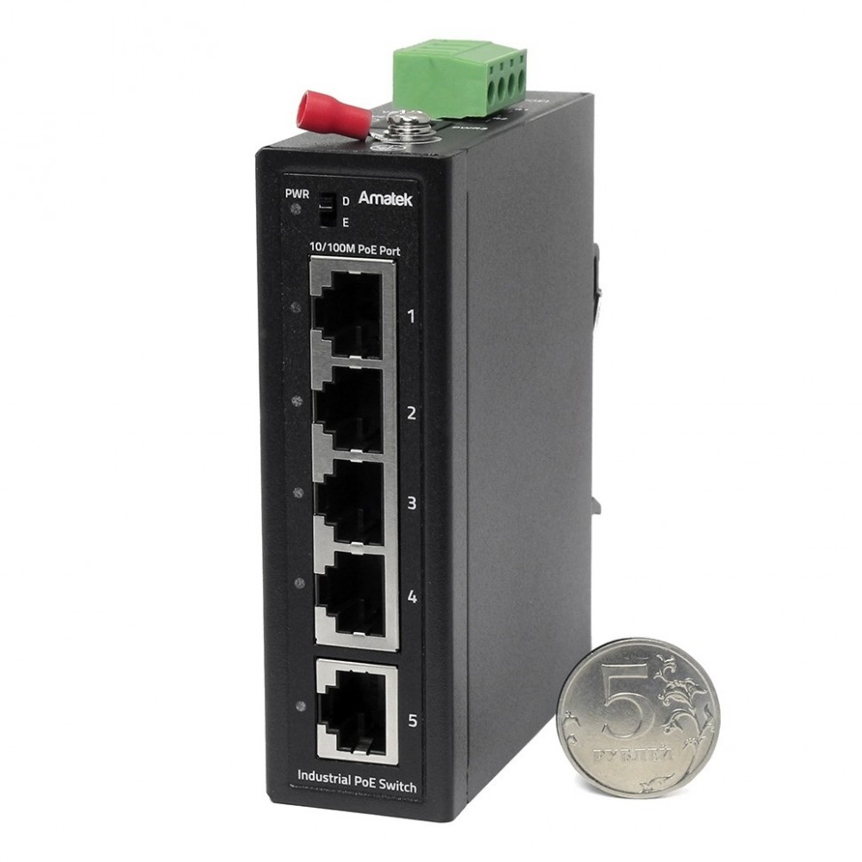 AN-SX5P4 - промышленный 5-портовый коммутатор с PoE до 120Вт
