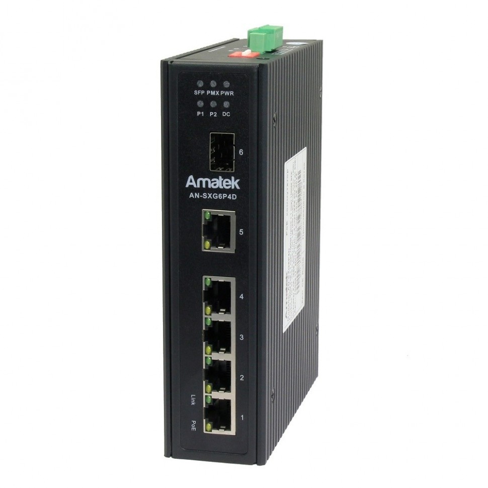 AN-SXG6P4D - промышленный 6-портовый гигабитный коммутатор с HiPoE до 180Вт