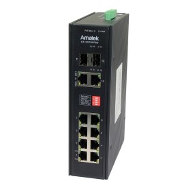 AN-SXG10P8D - промышленный 12-портовый гигабитный коммутатор с HiPoE до 300Вт